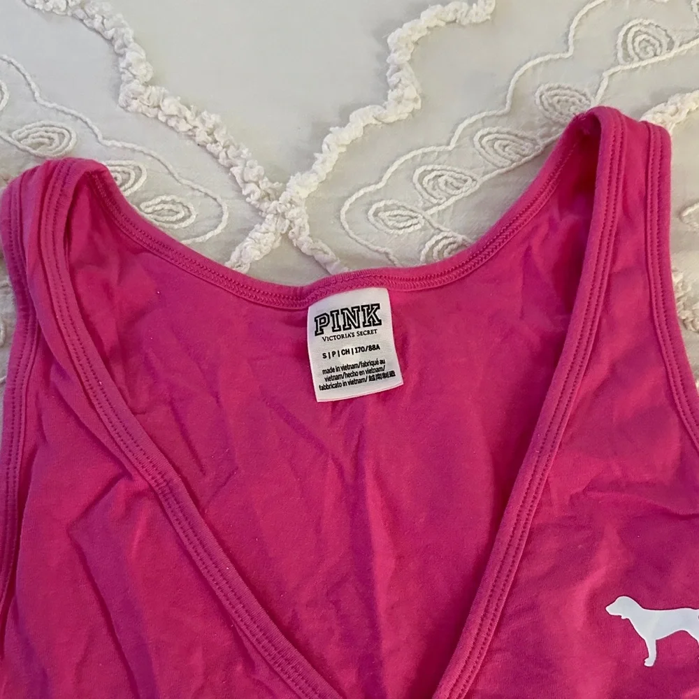 PINK Victoria's Secret Hot Pink Sleeveless V-Neck Bodysuit - Picture 4 of 5